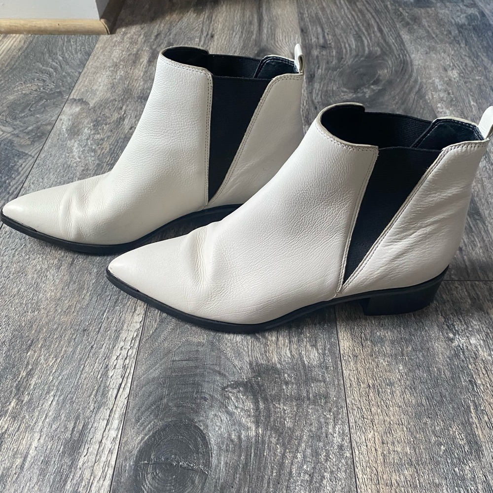 March Fish white and black ankle booties size 9